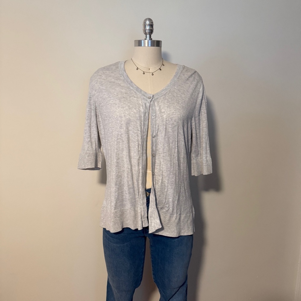 Light Grey 3/4 Sleeve Cardigan